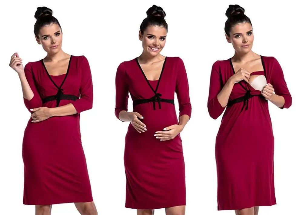 Летнее модное кружевное осеннее женское платье для беременных пеньюар