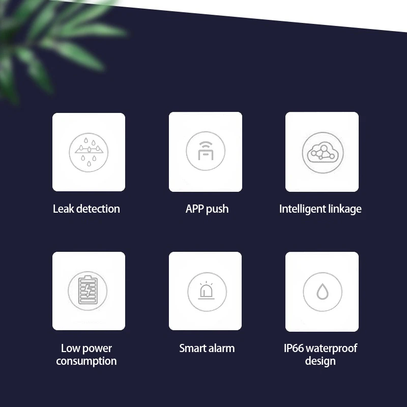 

ZigBee Flood Sensor Water Leak Detector Water Tank Full Water Linkage Alarm Tuya APP Remote Alarm Security Soaking Sensor