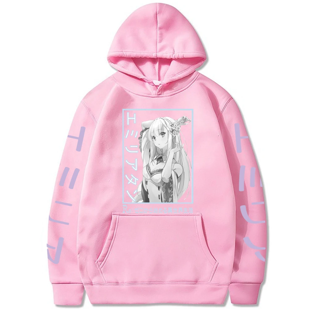 Горячая Harajuku аниме Emilia Толстовка Re:Zero жизнь в другой мир забавные E.m.t манга