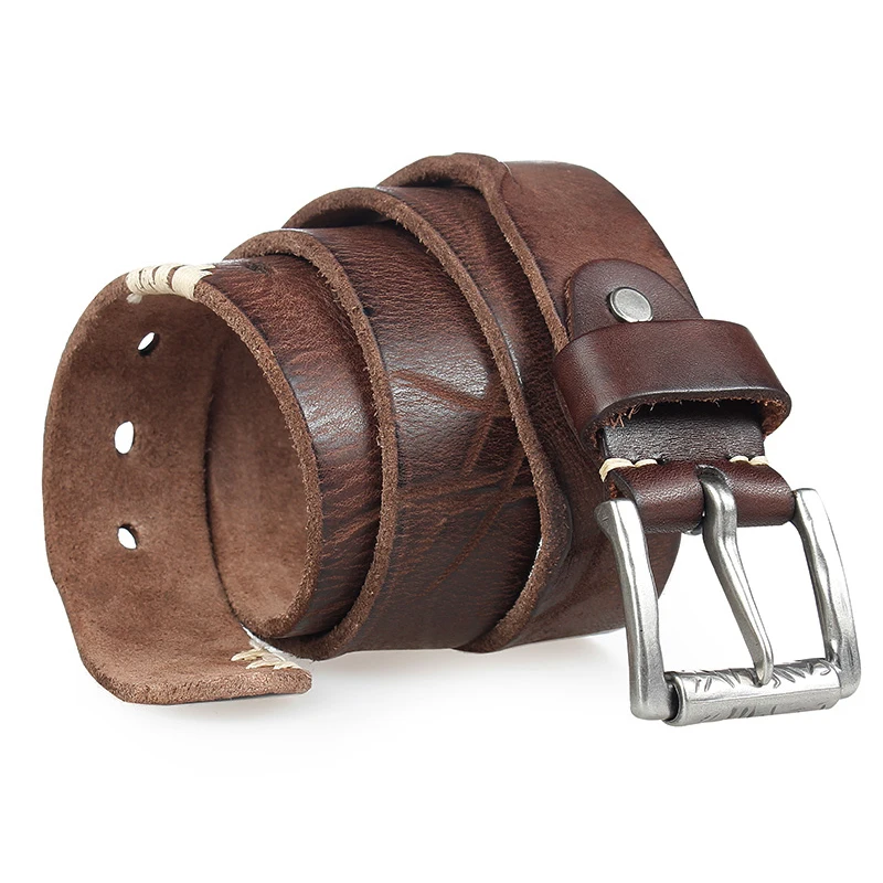 MEDYLA vintage leather belt for men's high-quality tough original leather without interlayer men's leather belt does not fade