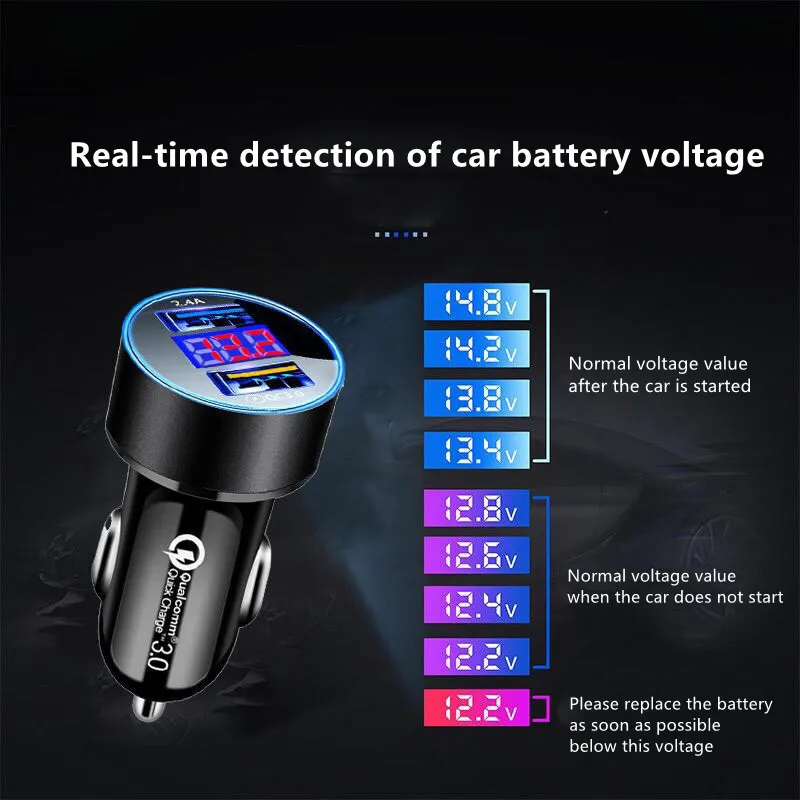 

GKFLY QC3.0 USB Car Charger LED Display For USB Voltage Detection Real-time Display Of Current And Voltage Any Car Used