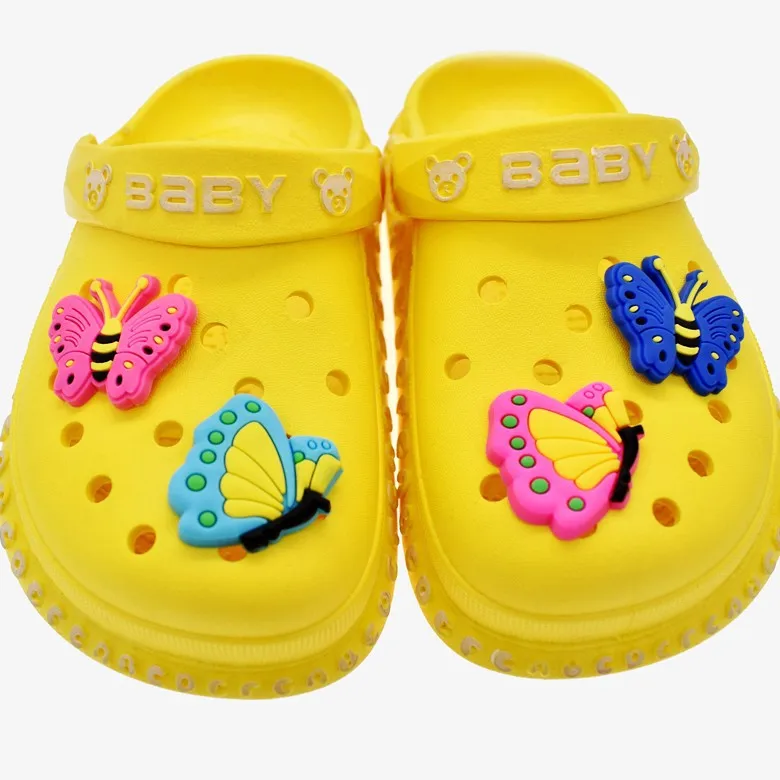 

Children's Charming Shoe Decorations Fashion Cartoon Butterfly Shoe Flower Detachable PVC Soft Rubber Shoe Buckle