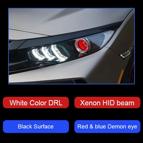 Фары для автомобиля Honda CIVIC X G10- DRL дневные ходовые огни головная лампа светодиодный Биксеноновая лампа Противотуманные фары, аксессуары для автомобиля - Цвет: C