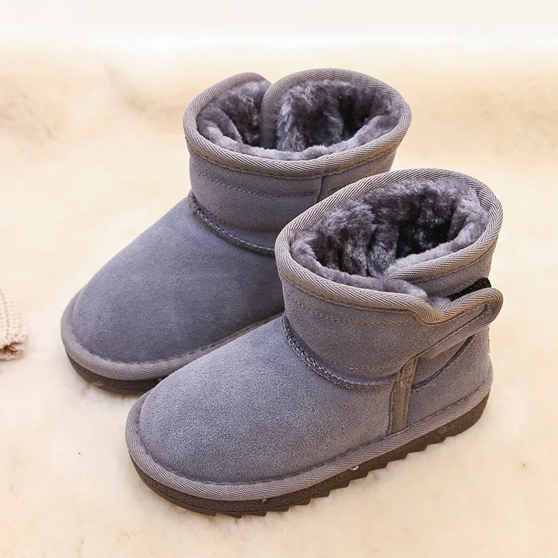 2019 г. Новые зимние сапоги из натуральной кожи для детей сгущение снежных сапог