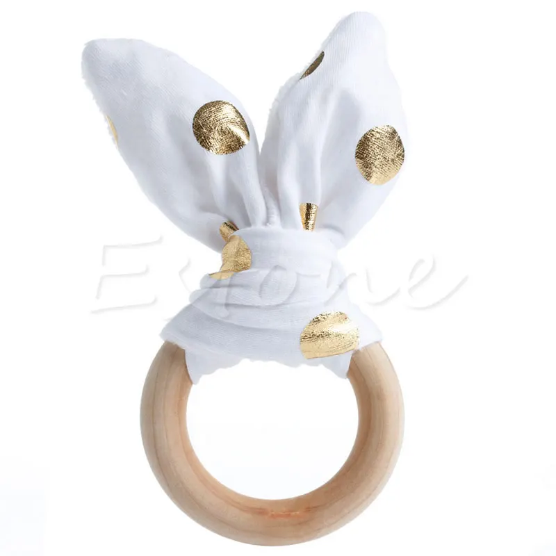 

2018 New Baby Teething Ring Chewie Teether Safety Wooden Natural Bunny Sensory Toy Gift Baby Care