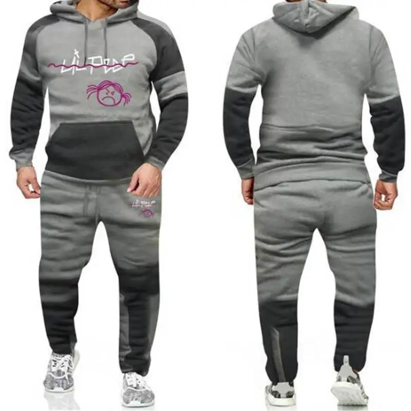 

2021 New Two Pieces Hoodie Hooded Men Casual Cotton Fall / Winter Warm Sweatshirts+pants Sets Men's Casual Tracksuit Costume