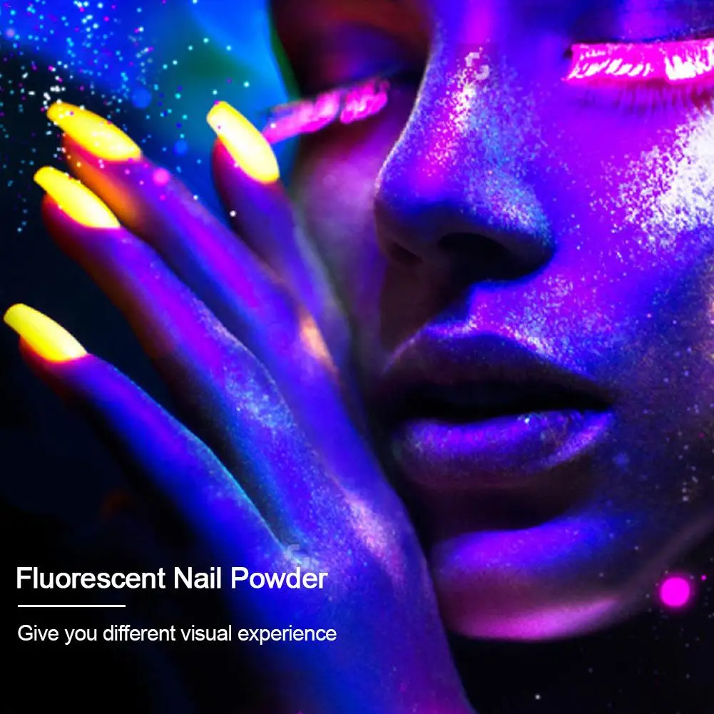 1pcs Rainbow Pure Color Nail Glitter Powder Fluorescent Neon Phosphor Effect Dust Art Pigment Party Decoration | Красота и здоровье