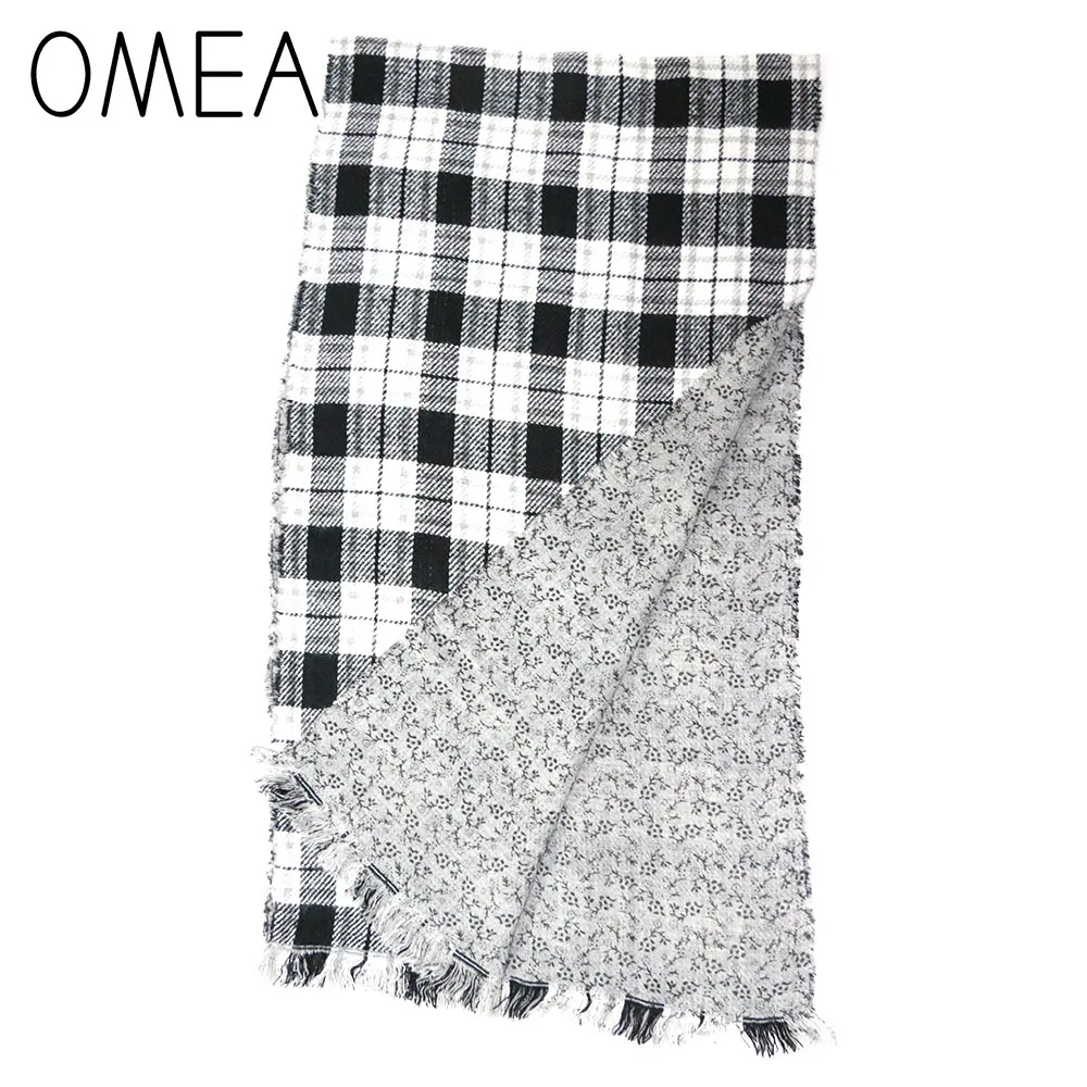 OMEA шарф женские зимние аксессуары цветочное пончо шаль клетчатая накидка