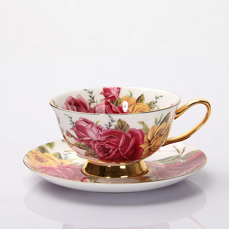 

olorful Bone Porcelain Afternoon Tea Cup And Saucer Set Ceramic Coffee Cup With saucer Stainless Spoon 200ml Home Drinkware