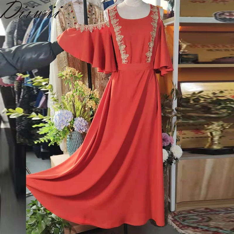 

Diiwii New Off Shoulder Abaya Dubai Turkey Long Muslim Evening Dress Islam Clothing Dresses For Women Robe Longue Musulmane