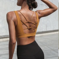new sexy low back sports bras top high impact strappy workout bra sexy cut out yoga top activewear padd sport bra for women gym