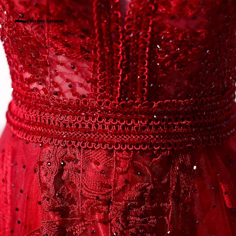 

Burgundy Crystal Long evening Prom Dresses 2020 v Neck A line Beaded Party Dress Formal Gowns vestido de festa de noche