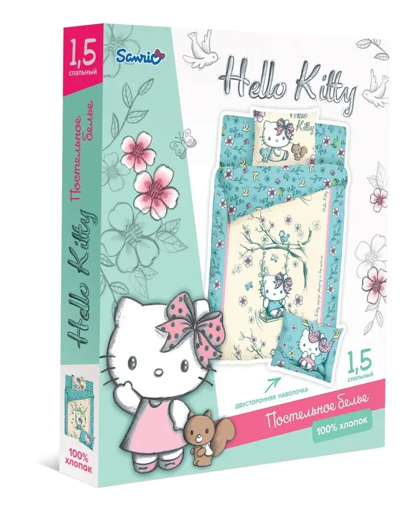 КПБ 1 5сп Hello Kitty ранфорс 100% хлопок|Комплекты постельного белья| |