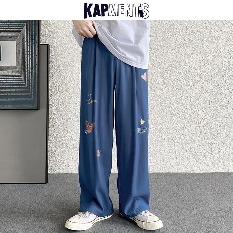 

KAPMENTS Men Kawaii Love Harajuku Causal Sweatpants 2022 Mens Streetwear Vintage Korean Fashion Joggers Male Causal Sweat Pants
