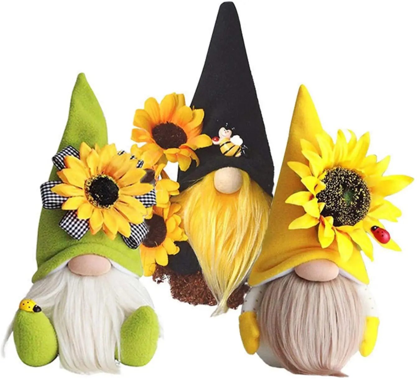 

3pcs Sunflower Spring Gnome Mantel Display Farmhouse Tiered Tray Rustic Scandinavian Gnome Figurines Bee Doll Christmas Oranment