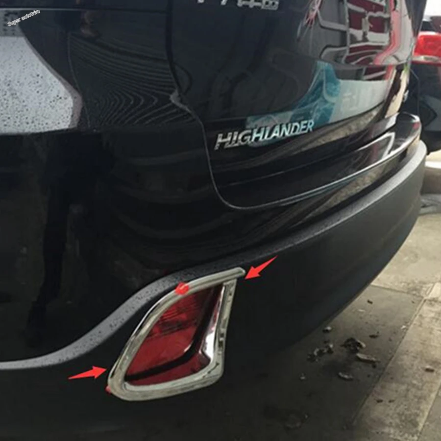 Toyota Highlander Kluger 2014-2019 Chrome Tail Rear Bumper Fog Lights Lamps Cover Chrome Trim: Lapetus Exterior Refit Kit image 6