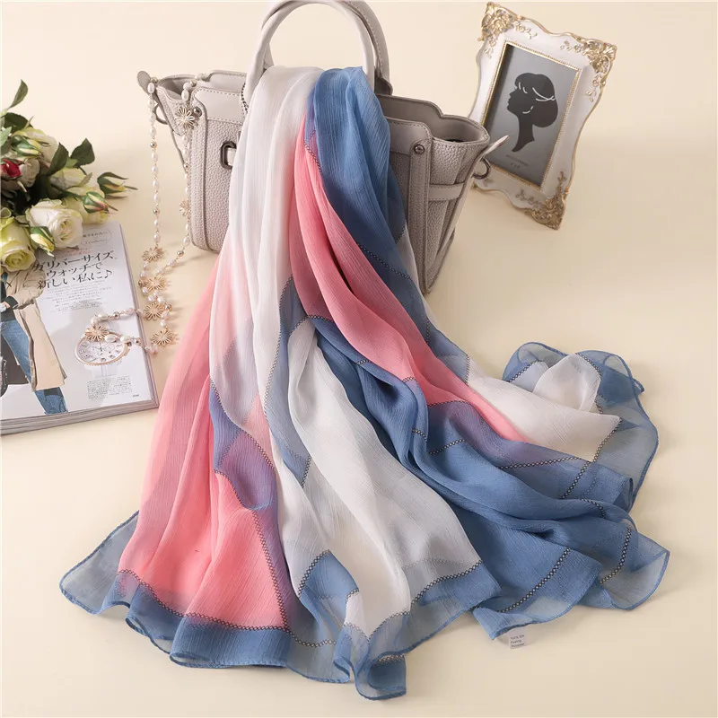 

2020 New Large Silk Scarf Geometric Printing Silk Shawl Summer Travel Sunscreen Silk Scarf Modern and Trendy Women Beach Towel