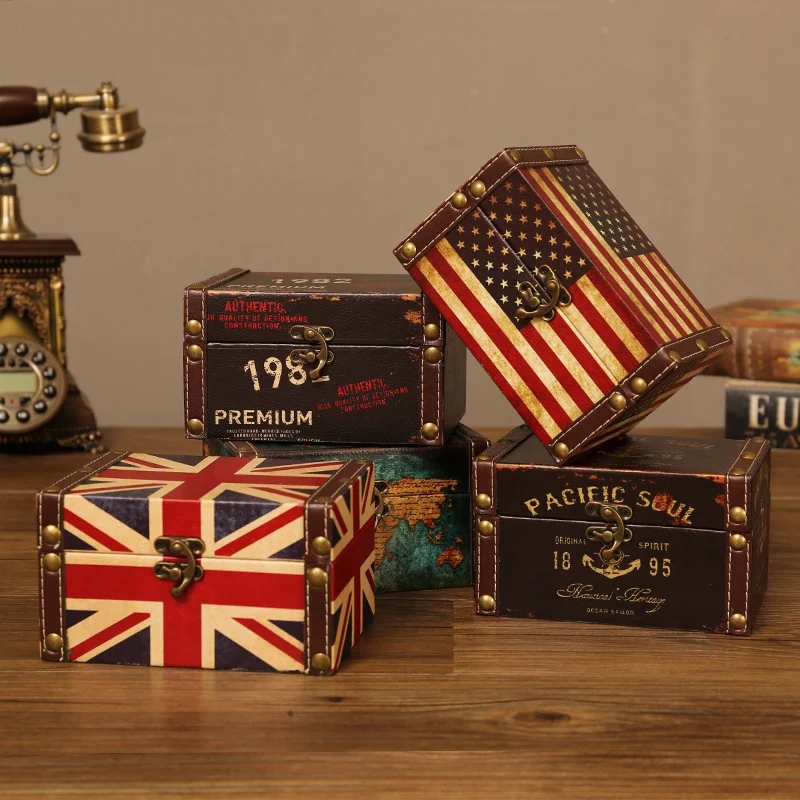 Винтажный декоративный чемодан для хранения маленькая Ретро деревянная