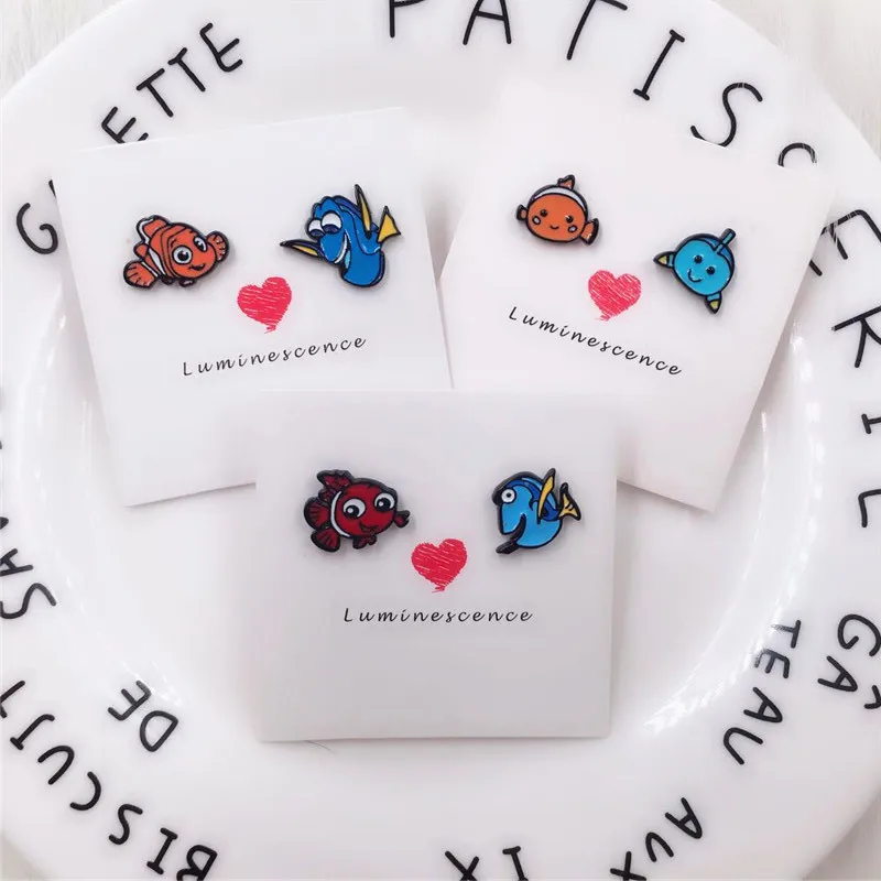 EUPNHY 1 пара гипоаллергенные милые Мультяшные серьги рыбки пирсинг серьги-гвоздики