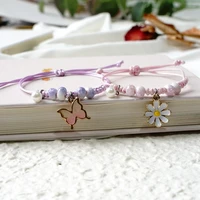 pendant ceramic braided bracelet jewelry butterfly and flower alloy charm bracelets unisex classic cotton mz235