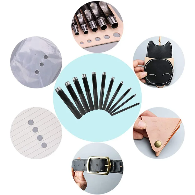 

11Pcs Round Steel Hollow Punch Set, 1-11mm Leather Craft Hollow Hole Punch Tools for Leather, Watch Band, Canvas, Eyelet