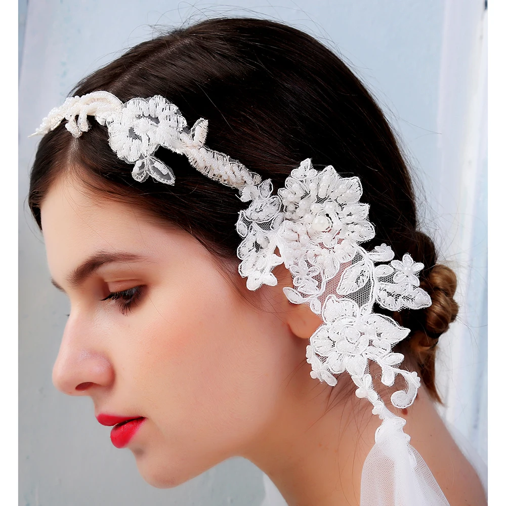 Новая Элегантная Женская Соборная Фата мягкий кружевной тюль hanmade peals с