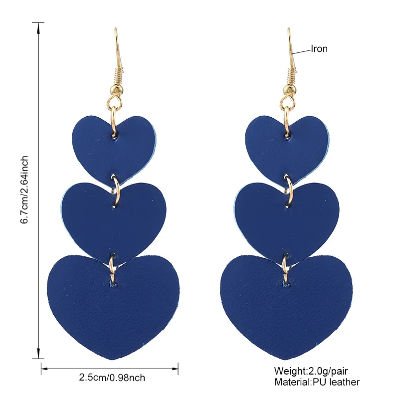 Классические Цветные Висячие серьги с сердечками милые красные черные розовые