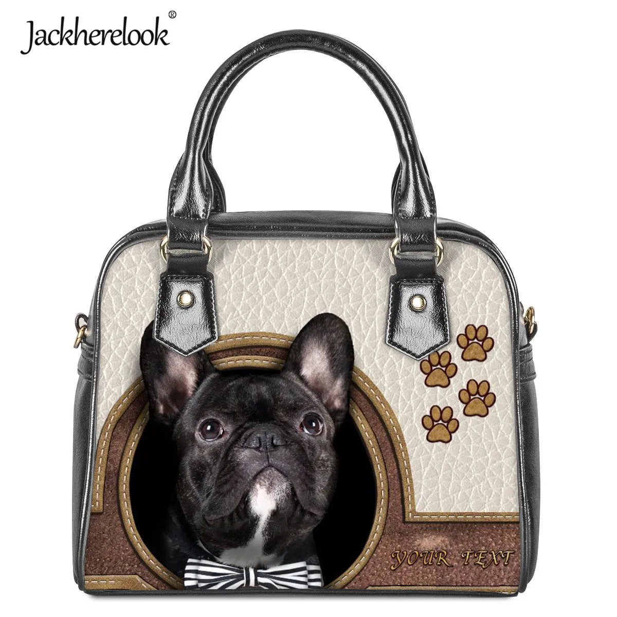 

Jackherelook Cute Animal Black Pug Dog Print Womens Handle Bag Female Crossbody Bag Luxury PU Leather Shoulder Messenger Bag