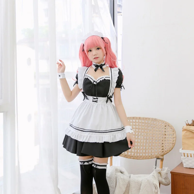 Amine Cute Lolita French Maid Cosplay Costume Dress Girls Woman Waitress Maid Party Stage Costumes Uniform lovers
