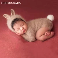 wollen knitting infant baby clothing rompers cute bunny newborn photo costumes outfits jumpsuit hat 2pcs sets rabbit