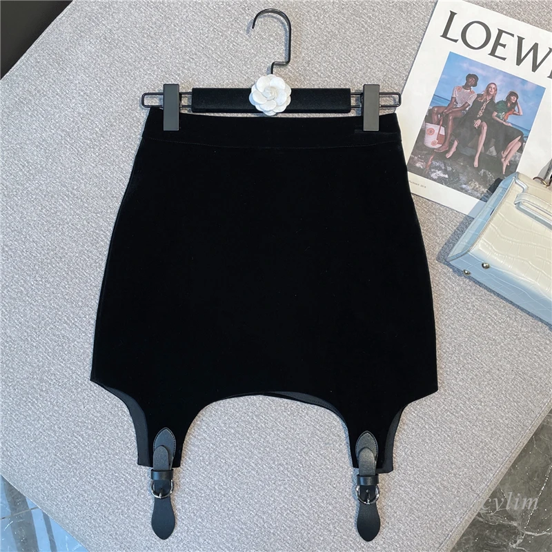 

Классическая черная юбка для женщин, Новинка весна-зима 2022, модные трапециевидные юбки с высокой талией, Женская Повседневная универсальна...