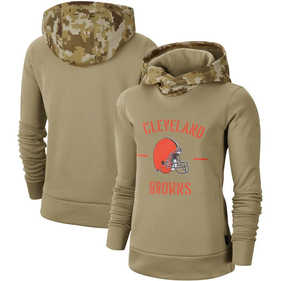 

Cleveland Women's Salute to Service Browns Therma Pullover Hoodie - Khaki
