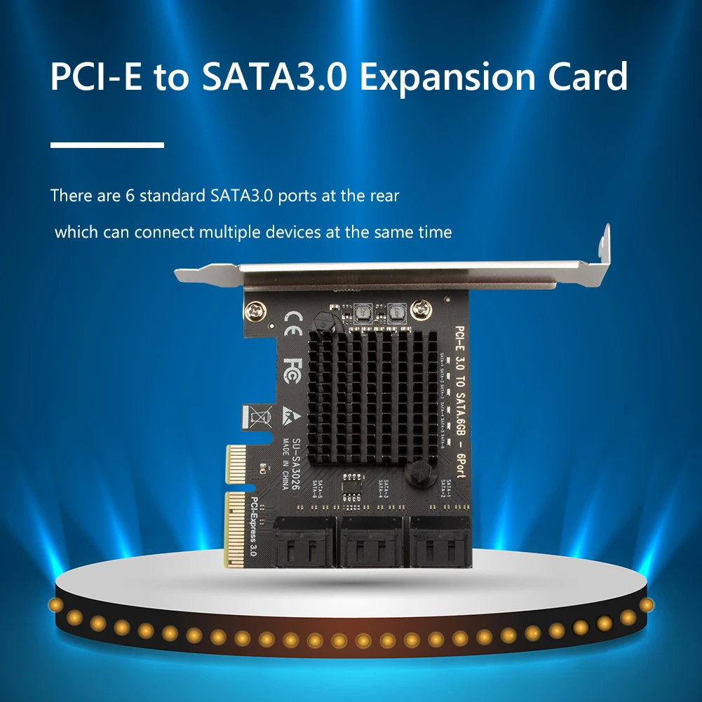 

SATA PCIe Adapter 6 Ports SATA III to PCI Express 3.0 X4 Controller Expansion Card Expansion Card 6Gbps