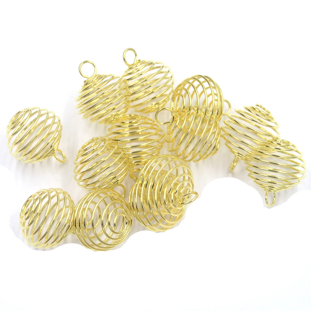 50 шт. спиральные бусины золотого цвета кулоны клетки для самостоятельного
