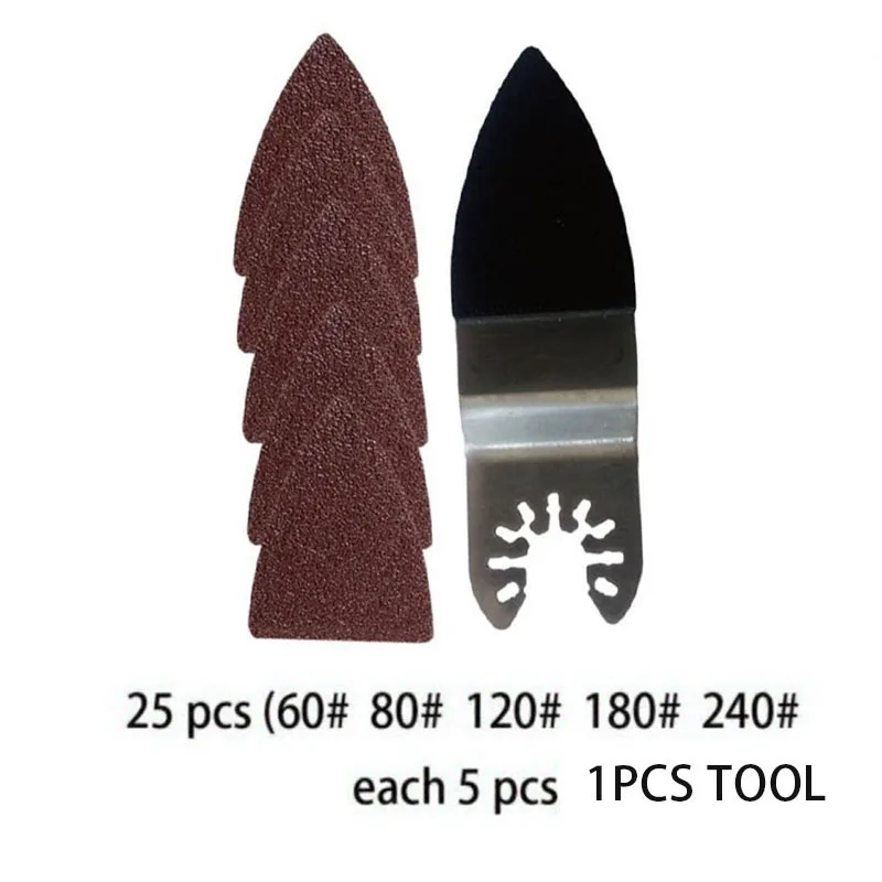 

25pcs 60-240 Grits Sanding Paper + Finger Sanding Pad For Oscillating Multi-tool