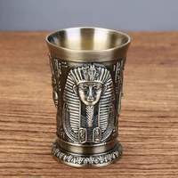 creative unique wine glass metal vintage egyptian carved pattern wine glass bar whiskey cocktail cup household drinking tool