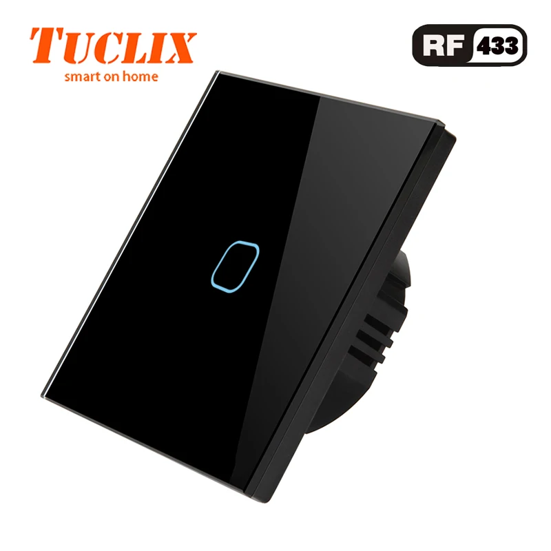 Универсальный настенный светильник TUCLIX EU/UK, 110-240 В, переключатель с кристальной панелью, 1 комплект, 1 способ, водонепроницаемый, с сенсорным управлением - Цвет: EU-RF-01 Black