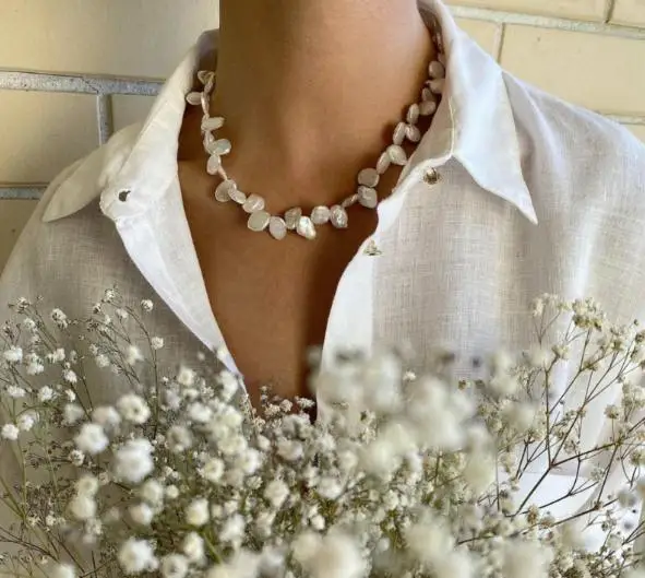 Новейшее ожерелье из жемчуга в стиле барокко, белые высококачественные ювелирные изделия из натурального жемчуга, серебро 925 пробы, Застежка ручной работы, 40 см, 5 мм, хороший подарок для леди