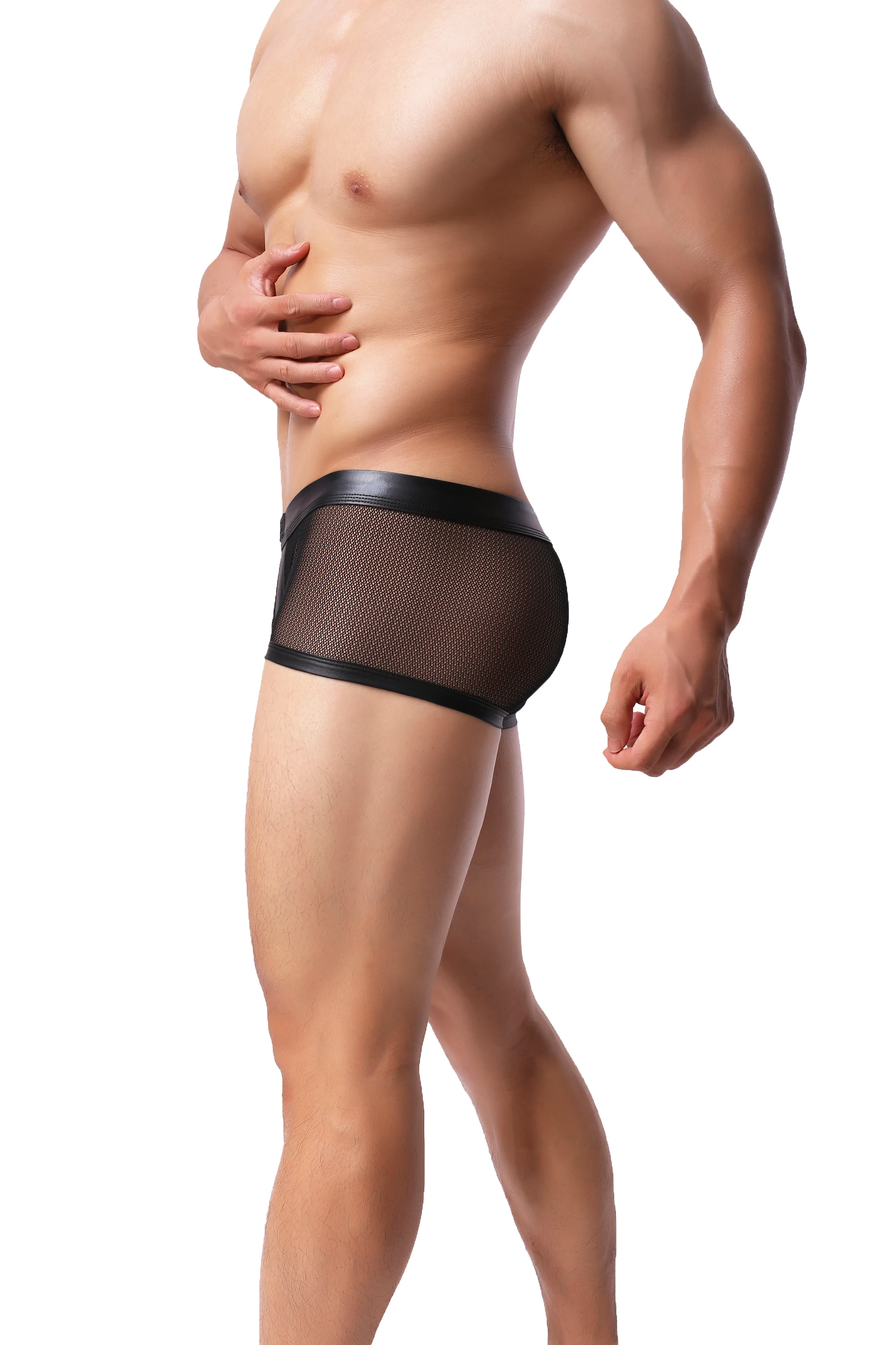 Мужские шорты боксеры нижнее белье сексуальные прозрачные Однотонные трусы