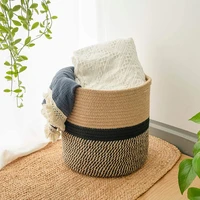 hand woven storage basket cotton rope storage bucket desktop stand laundry basket container home decoration garden flower pot