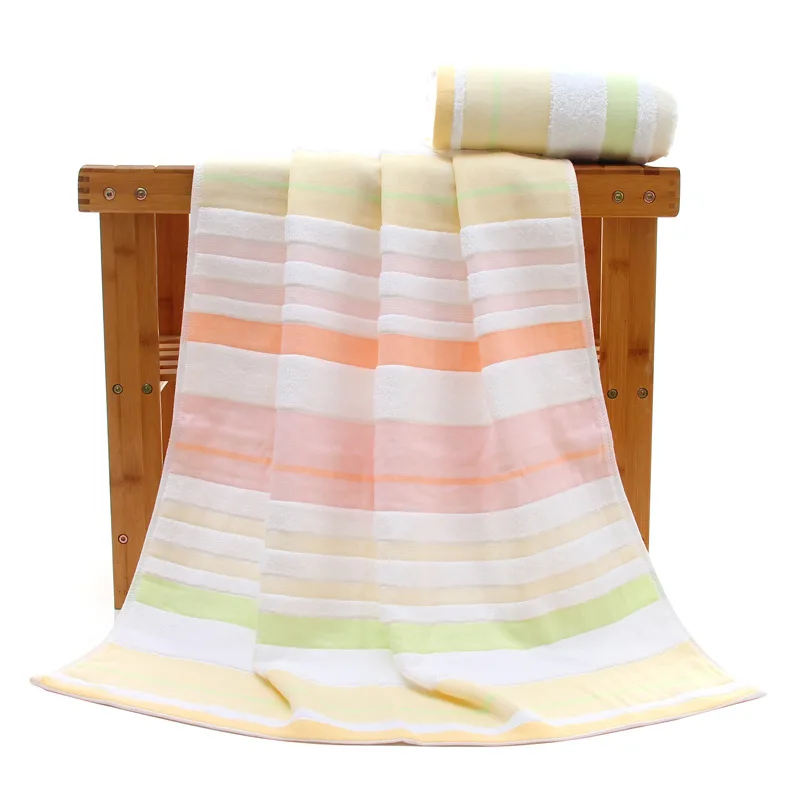 Прямая поставка 70*140 см новая простая полосатая цветная хлопковая мочалка