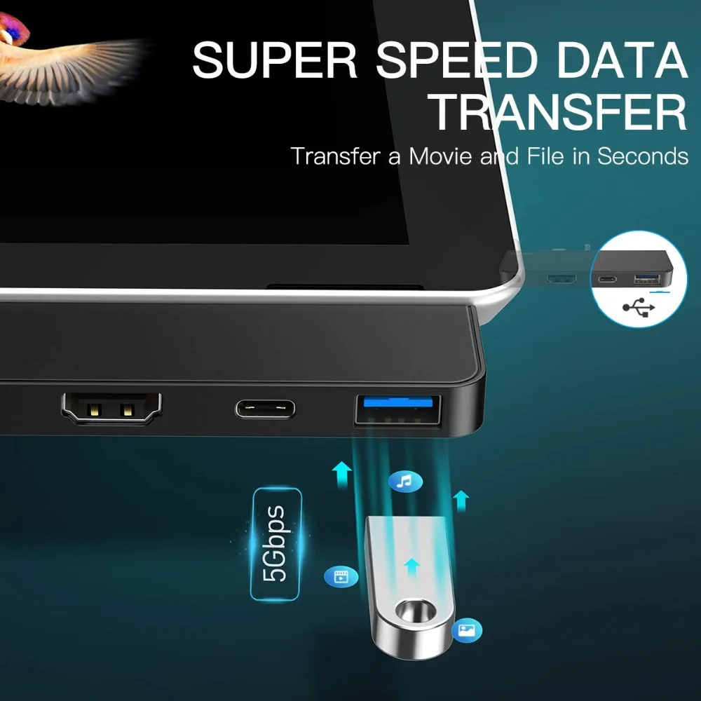 С 4K USB C к HDMI USB 3,0 AUX поверхность Go док-станция USB C HDMI адаптер для поверхности Go USB C концентратор адаптер ключ