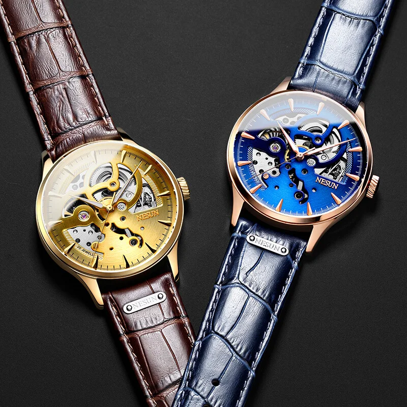 Часы наручные NESUN Мужские механические водонепроницаемые с автоподзаводом из