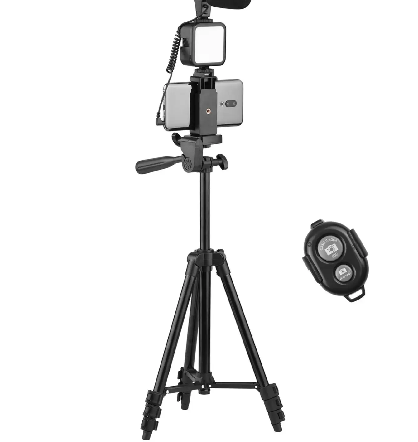 

KIT-05LM Smartphone Vlogging Kit Video Recording Equipment with Tripod Mic LED Video Light for Phone Youtube Set Vlogger Kit