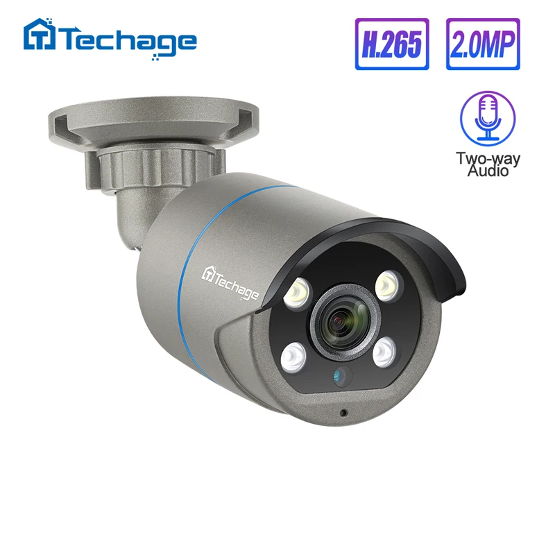 H.265 1080P 2.0MP безопасности POE IP камера двухстороннее аудио ИК наружное Обнаружение