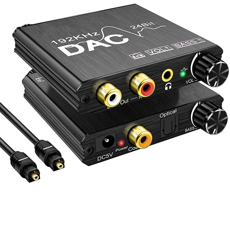 

192KHz Digital to Analog Audio Converter with Volume Adjustment,Digital SPDIF to Analog Stereo L/R RCA Converter US Plug