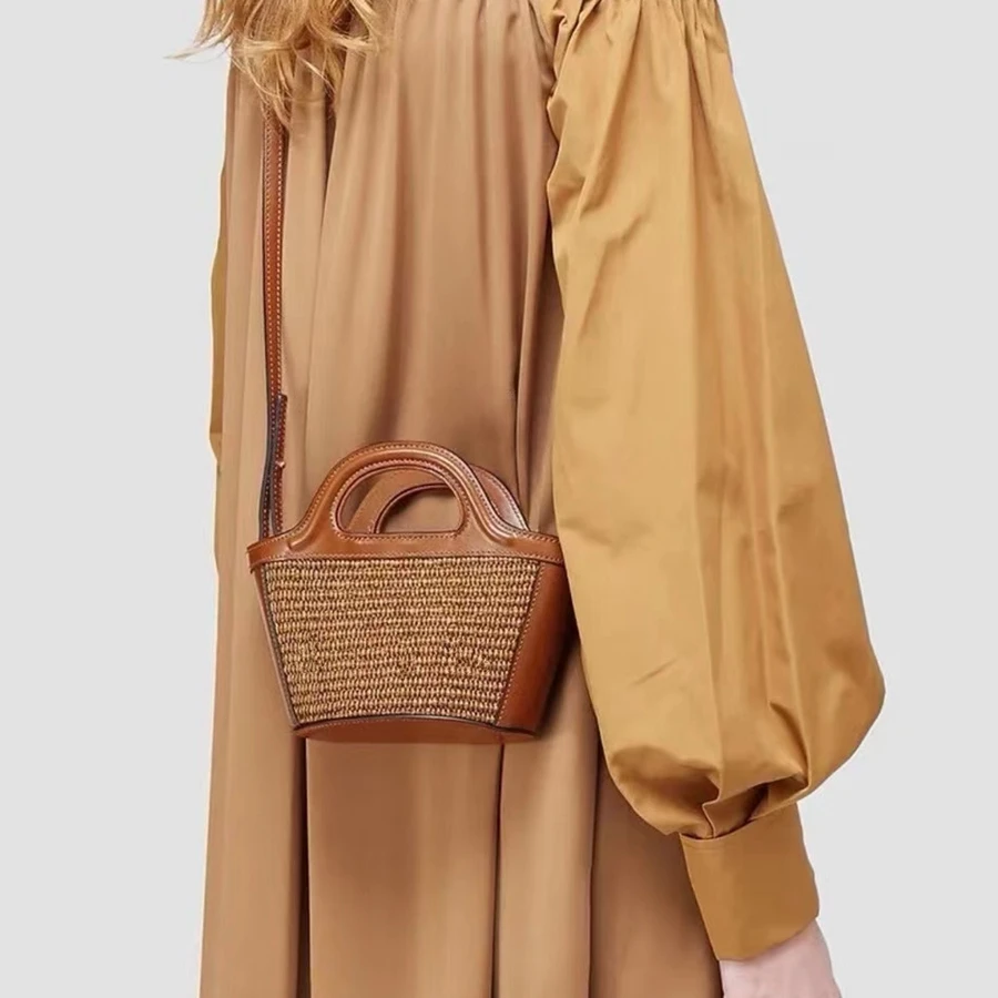 

Woven Splicing Genuine Leather Women Bag Handbag Real Leather Lady Tote Simple Casual Female Shoulder Crossbody Bag~High Quality