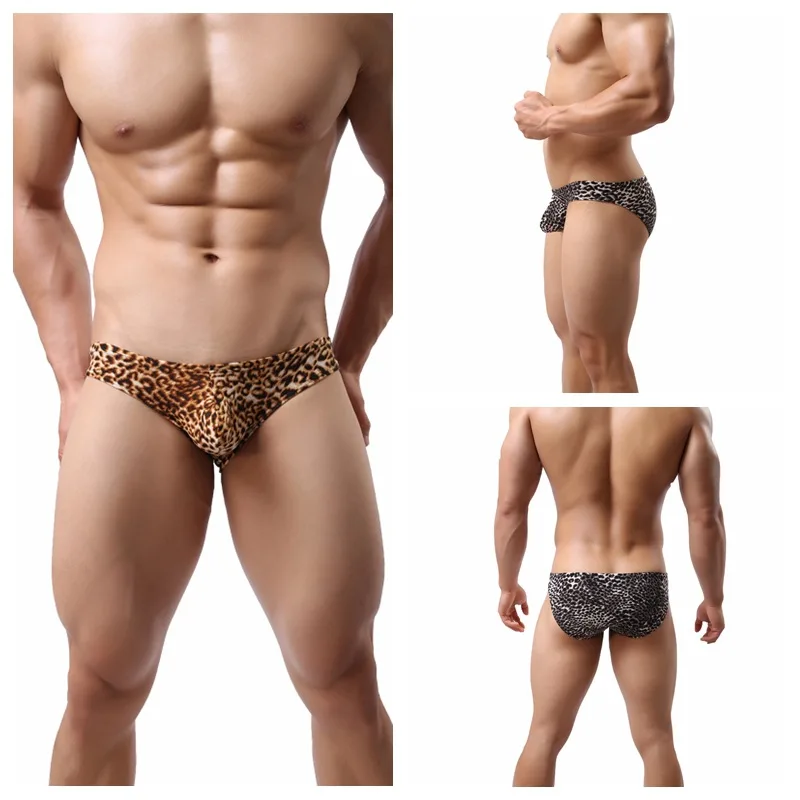 

Men's Triangle Leopard Pattern Underwear Convex Briefs Low Waist Sexy Breathable Men's Briefs Fashion mens sexy underwear