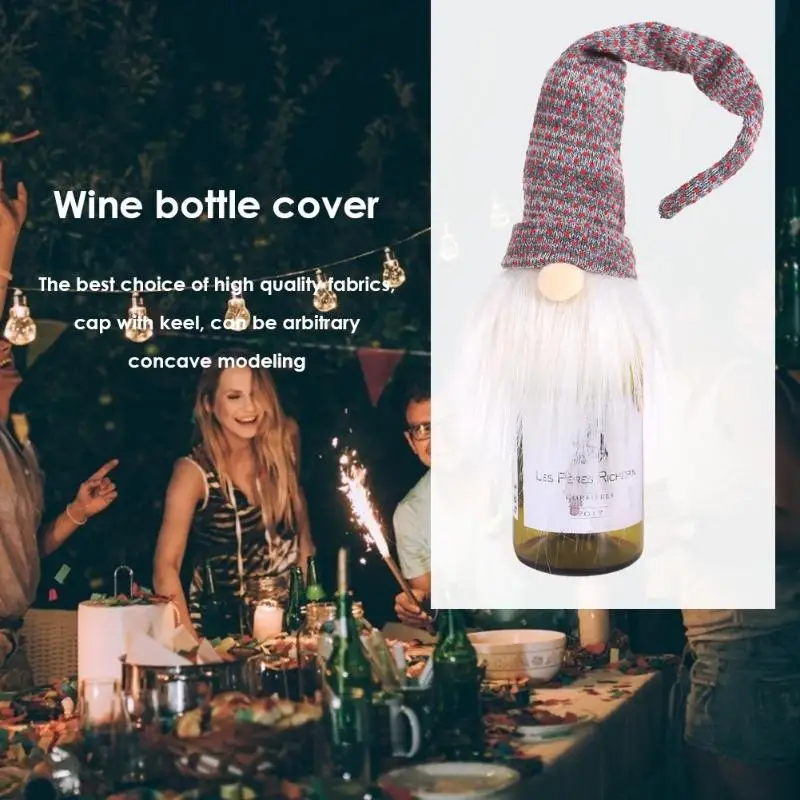 Faceless Old Man Doll Wine Bottle Cover Christmas Decor Beard Hat Favor Bag for Champagne Holders Xmas Home Party Table Decors