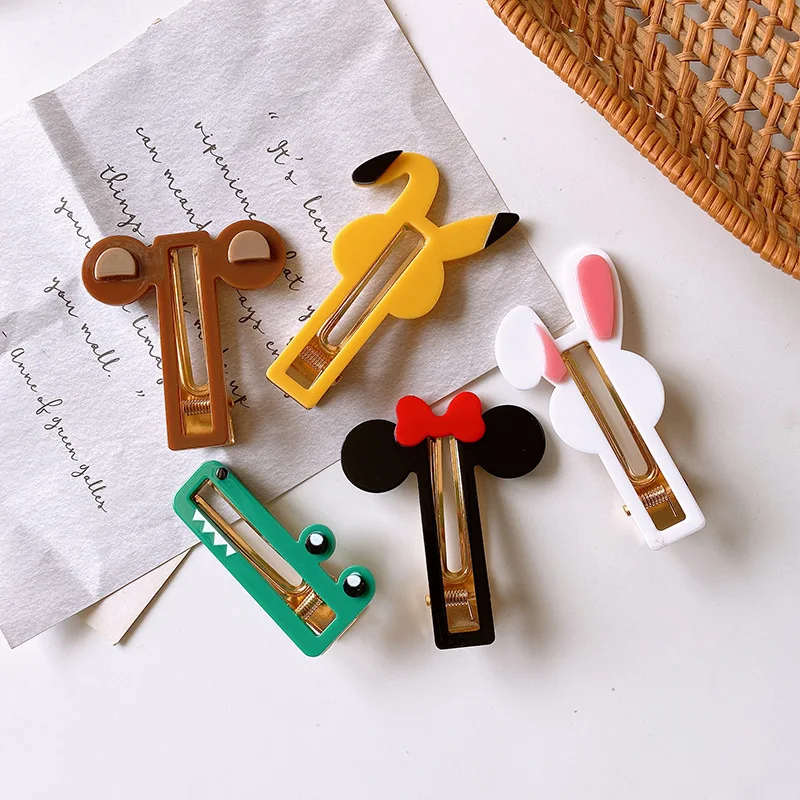 

2020 New Korean Creative Cute Acrylic Hollow Animal Duckbill Clip Sweet Girl Children Simple Fashion Barrettes Hair Accessories